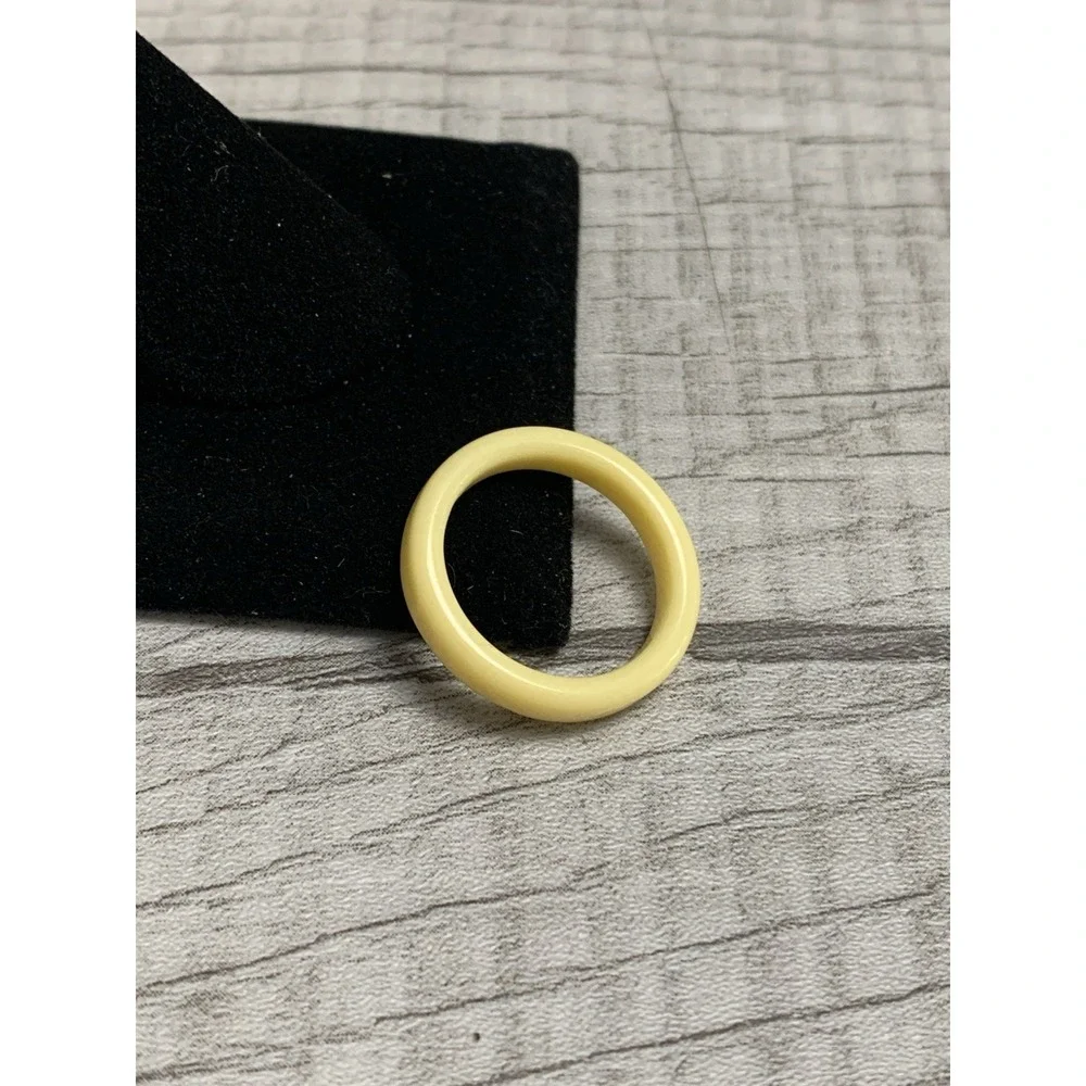 Colorful Acrylic Ring - Opaque Resin Band Round Ring Yellow